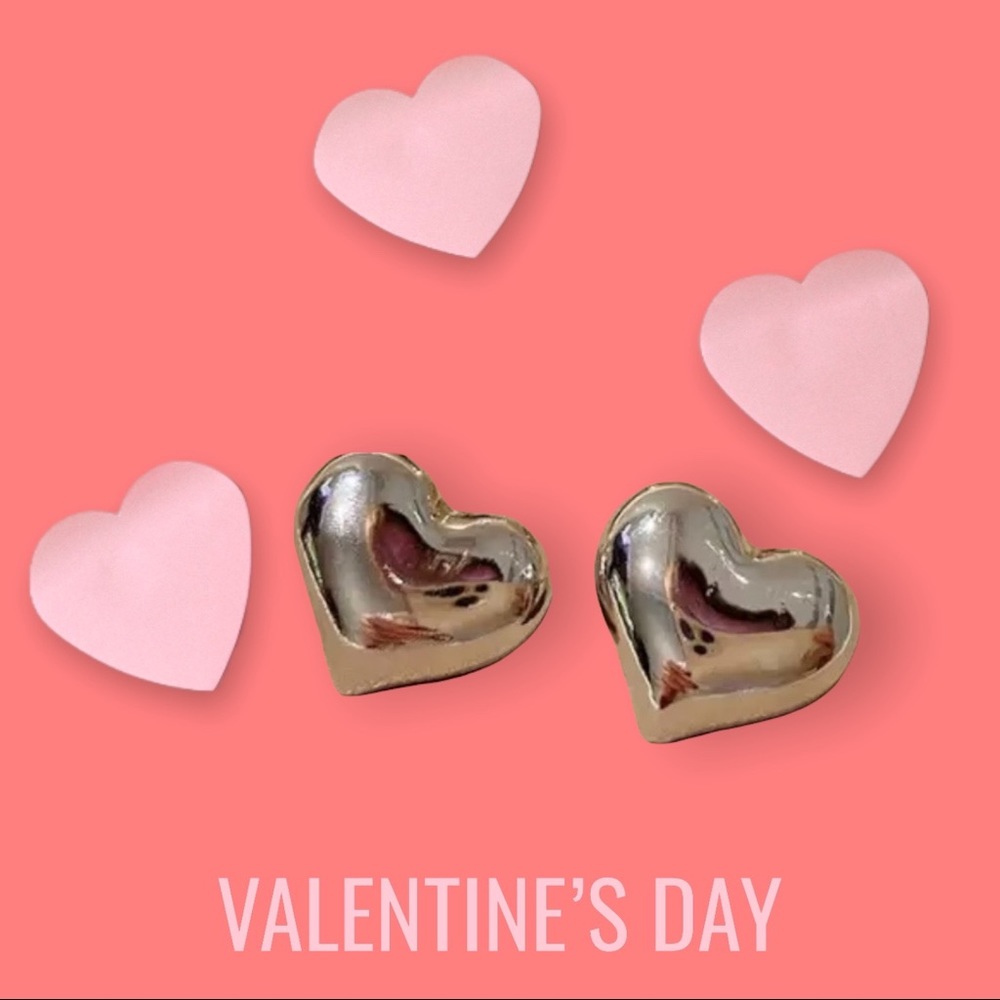 Lovely Silver Heart Stud Earrings.